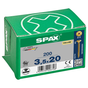 Product image for Spax Pz Countersunk Yellox Screws - 3.5x20mm Pack Of 200