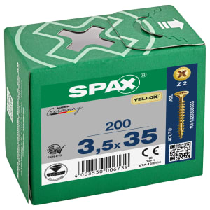 Product image for Spax Pz Countersunk Yellox Screws - 3.5x35mm Pack Of 200
