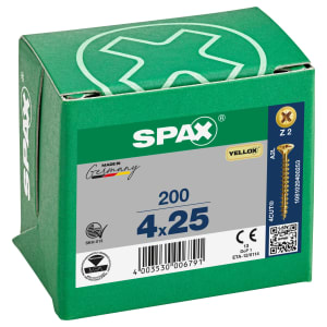 Product image for Spax Pz Countersunk Yellox Screws - 4x25mm Pack Of 200