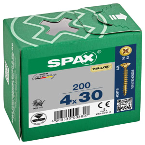 Product image for Spax Pz Countersunk Yellox Screws - 4x30mm Pack Of 200