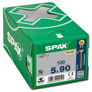 Product image for Spax Pz Countersunk Yellox Screws - 5x90mm Pack Of 100