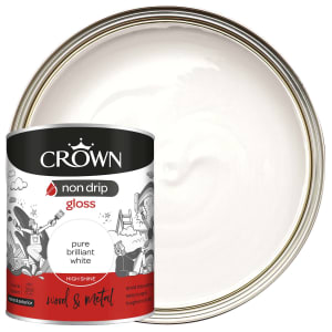 Product image for Crown Retail Non Drip Gloss Paint - Brilliant White - 750ml