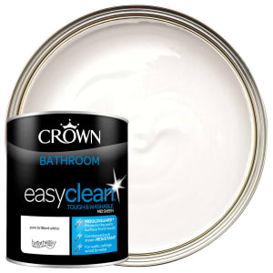 Product image for Crown Easyclean Mid Sheen Emulsion Bathroom Paint - Brilliant White - 1L