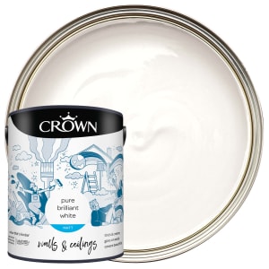 Product image for Crown Matt Emulsion Paint - Brilliant White - 5L