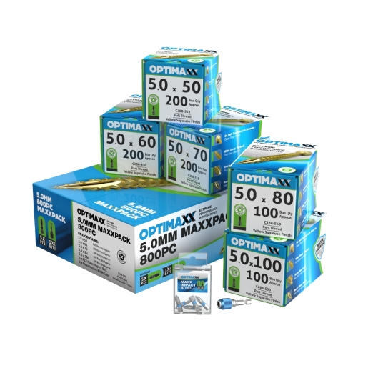 Product image for Optimaxx 5.0mm 800 Piece Woodscrew Maxxpack