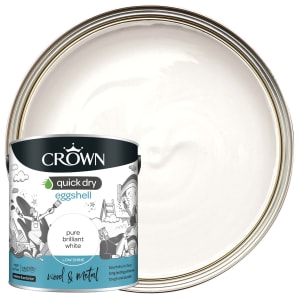 Product image for Crown Quick Dry Eggshell Paint - Pure Brilliant White - 2.5L