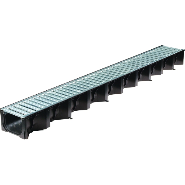 Product image for Aco Hexdrain Channel With Grate 1mtr Galvanised