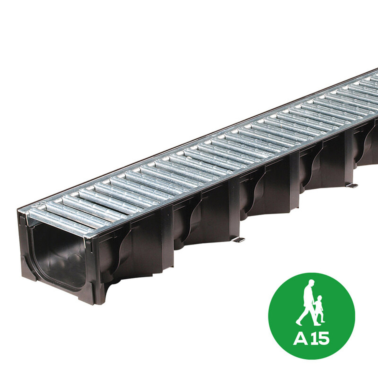 Product image for Aco Hexdrain Channel With Grate 1mtr Galvanised