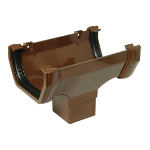 Product image for FloPlast 114mm Brown Half Square Line Gutter Running Outlet