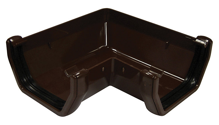 Product image for FloPlast 114mm Brown Square Line Gutter Angle - 90°