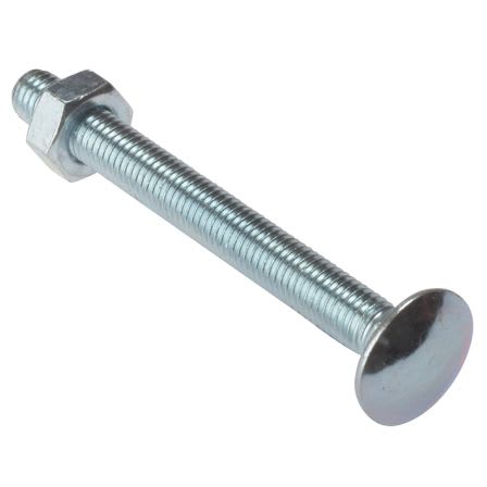 Product image for M10 x 100 Bright Zinc-Plated Steel Coach Bolts (50/Pack)