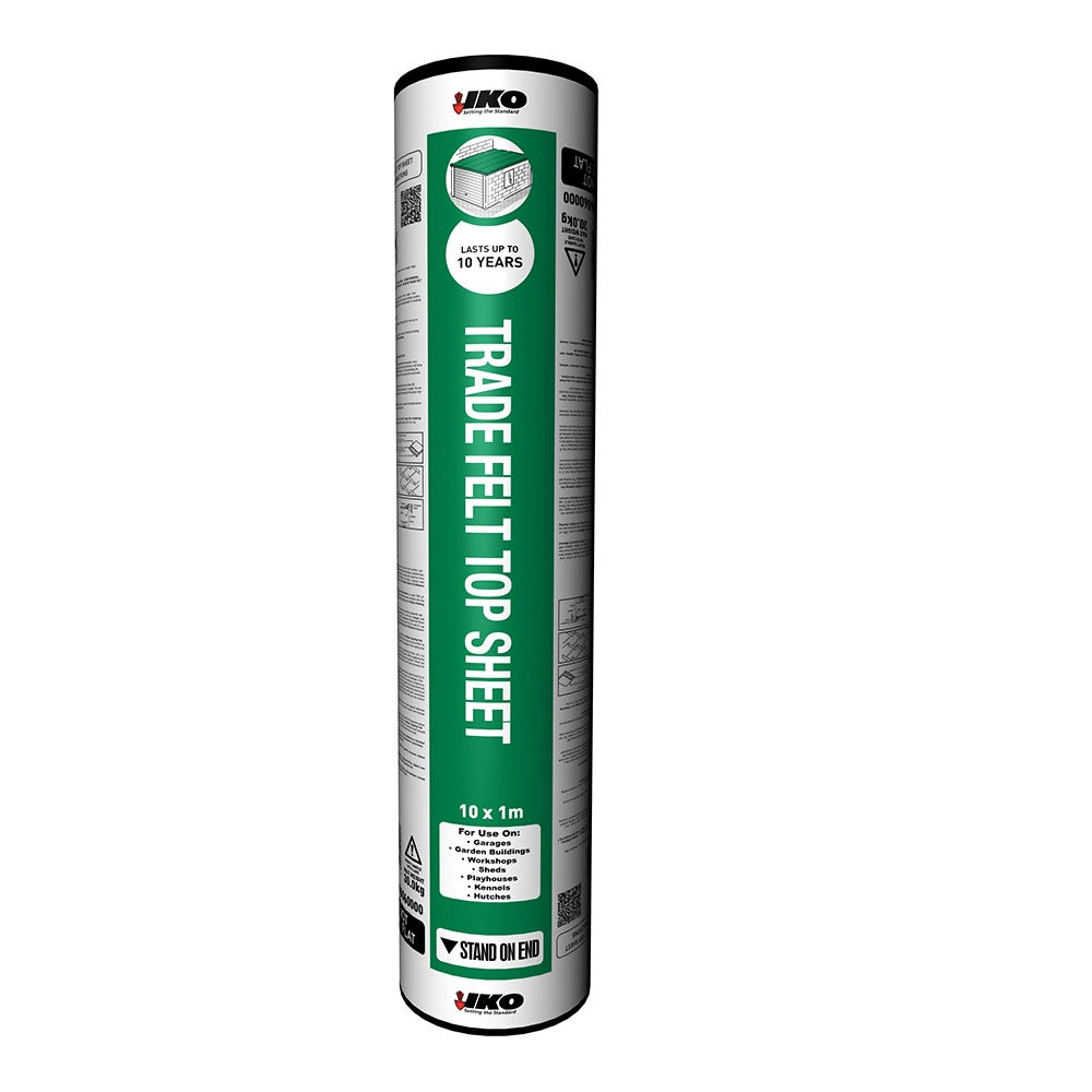 Product image for 1000mm X 10m IKO Trade Felt Top Sheet Green Mineral Cap