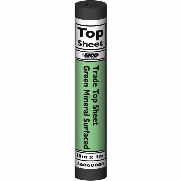 Product image for 1000mm X 10m IKO Trade Felt Top Sheet Green Mineral Cap