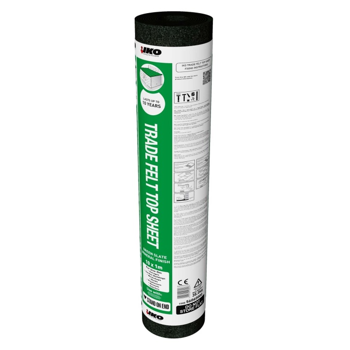 Product image for 1000mm X 10m IKO Trade Felt Top Sheet Green Mineral Cap