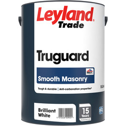 Product image for Leyland Trade Truguard Smooth Masonry Paint Brilliant White 5ltr