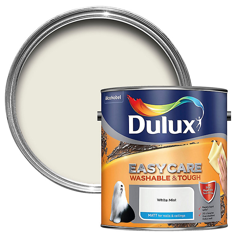 Product image for Dulux Easycare White mist Matt Emulsion paint, 2.5L