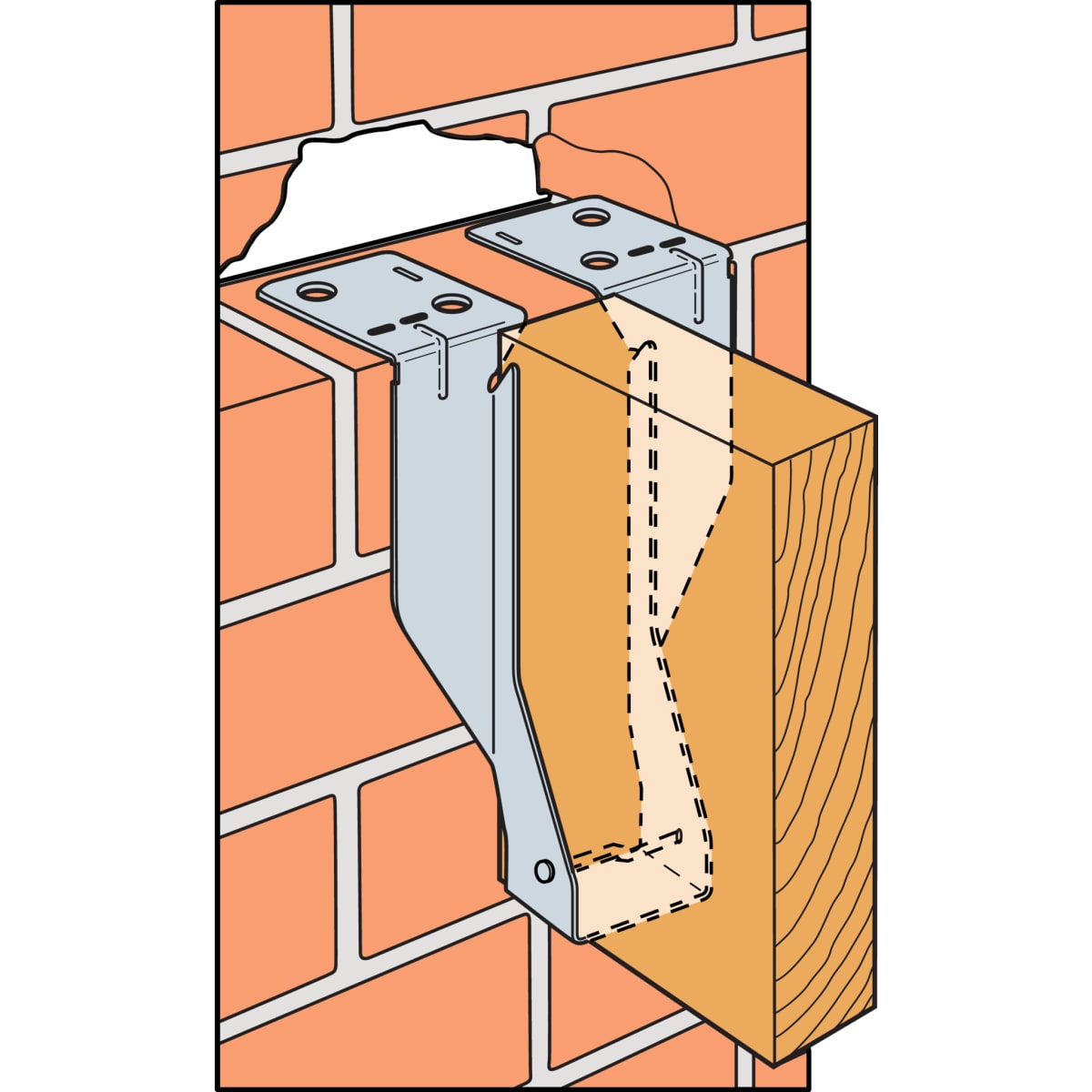 Image of Simpson Strong-tie Masonry Joist Hanger 200 X 75 X 2mm Pre-galvanised