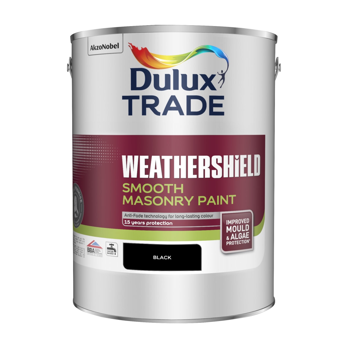 Product image for Dulux Trade Weathershield Smooth Masonry Paint 5L Black