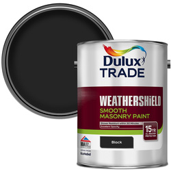 Product image for Dulux Trade Weathershield Smooth Masonry Paint Black 5l