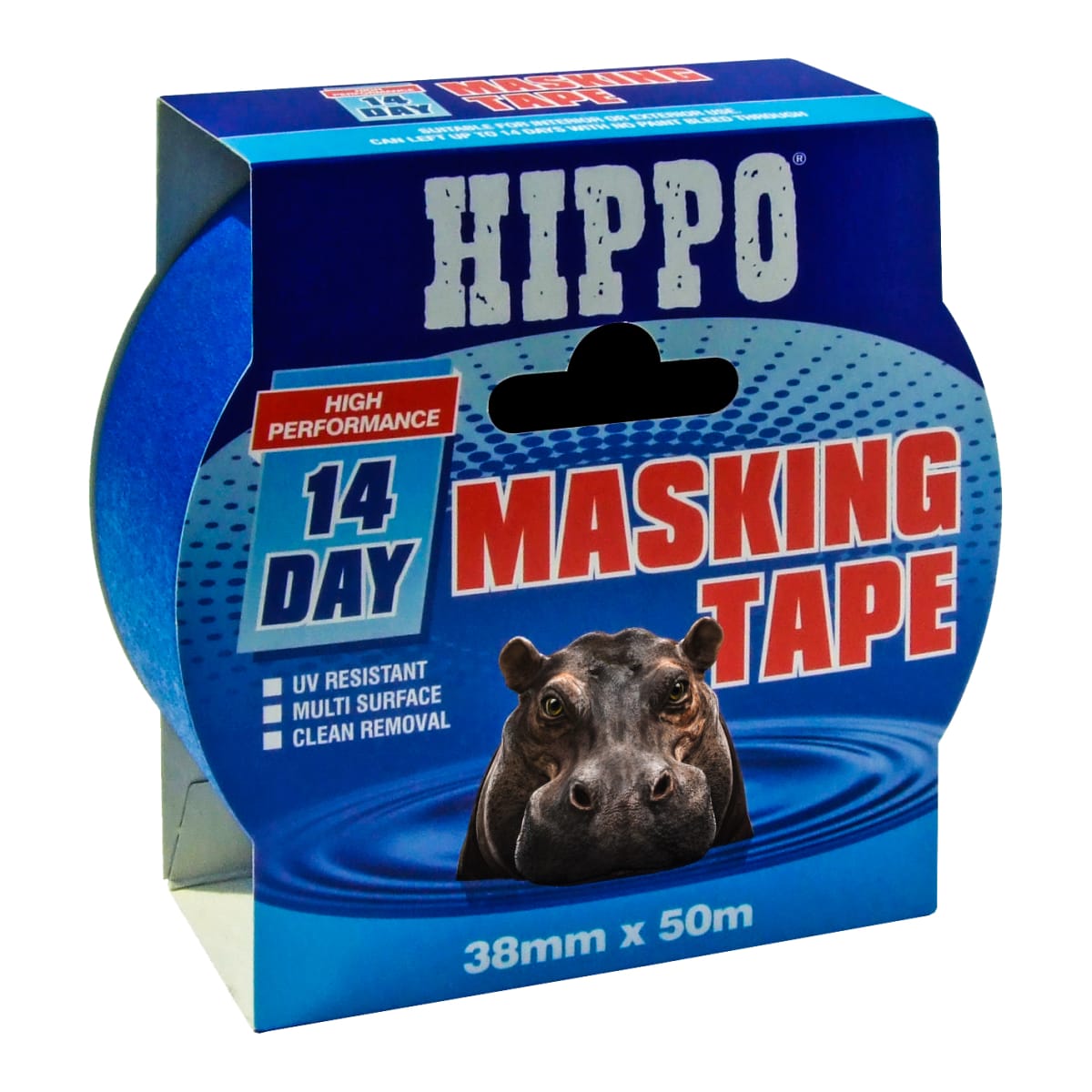 Product image for Hippo 14-day Masking Tape 50m X 38mm Blue