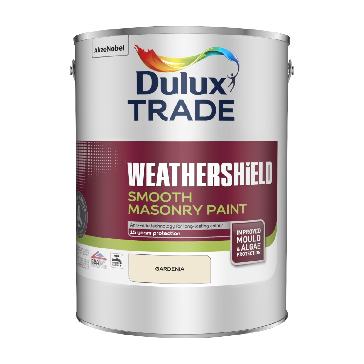 Product image for Dulux Trade Weathershield Smooth Masonry Paint 5L Gardenia
