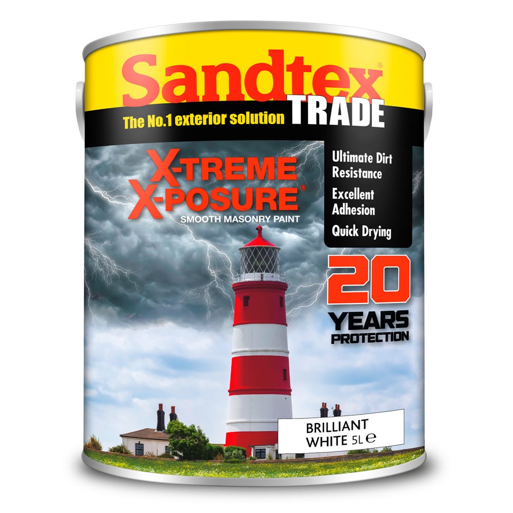 Product image for Sandtex X-treme X-posure Smooth Masonry Paint Brilliant White 5L