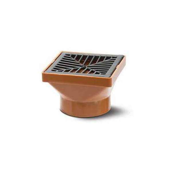 Product image for Underground Square Hopper Solvent Including Socket Square Drain Grid Black 100mm