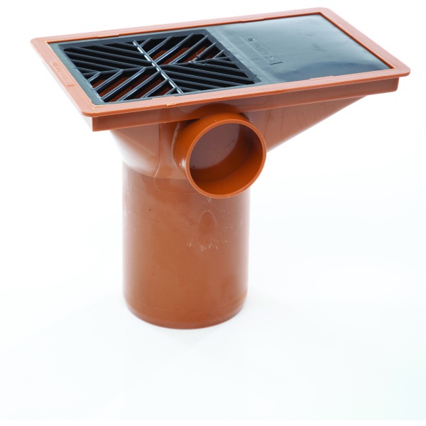 Product image for Underground Rectangular Hopper Spigot With 140mm Grid Black 110mm