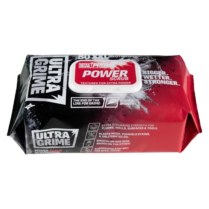 Image of Ultragrime Pro XXL+ Power Scrub Cloth Wipes - Pack of 80