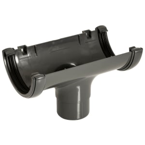 Product image for FloPlast Anthracite Grey 112mm Half Round Gutter Running Outlet