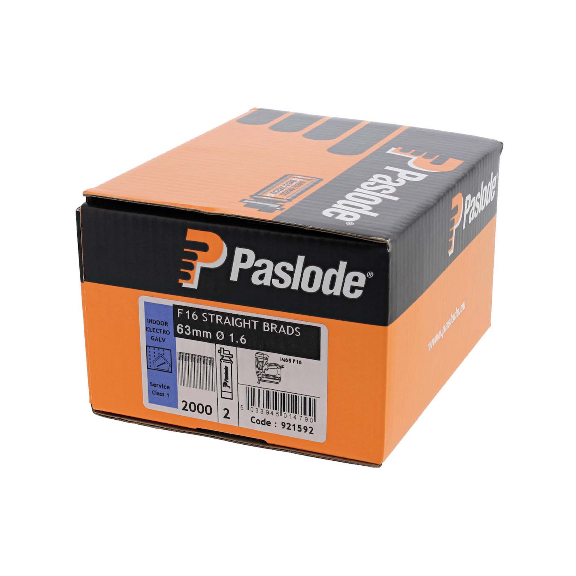 Product image for Paslode 63mm Galvanised Straight Brads & Fuel Pack of 2000