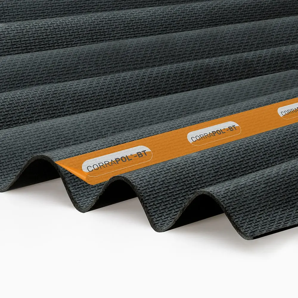 Product image for 930mm X 1000mm Corrapol-bt Black Corrugated Bitumen Sheet
