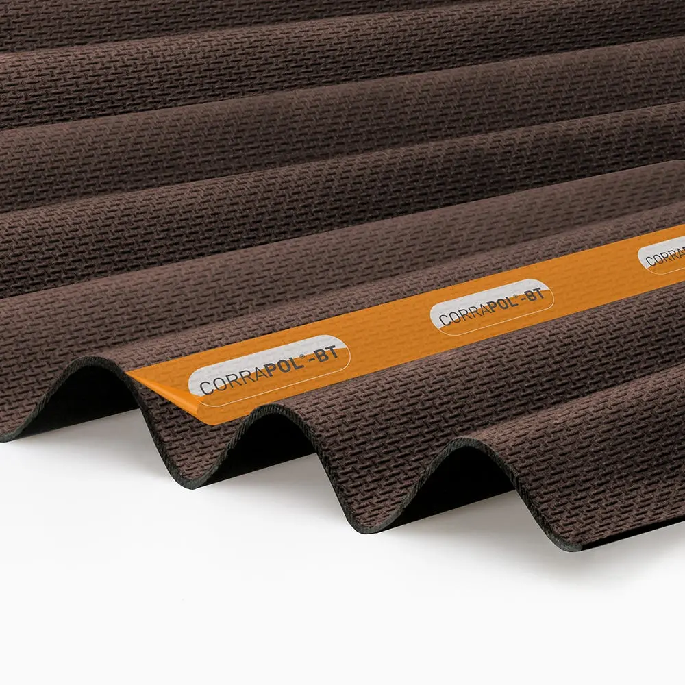 Product image for 930mm X 1000mm Corrapol-bt Brown Corrugated Bitumen Sheet