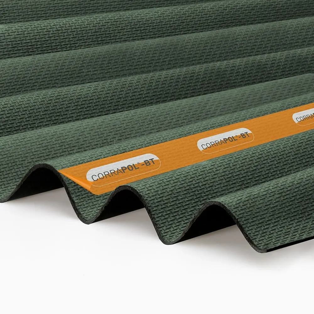 Product image for 930mm X 1000mm Corrapol-bt Green Corrugated Bitumen Sheet