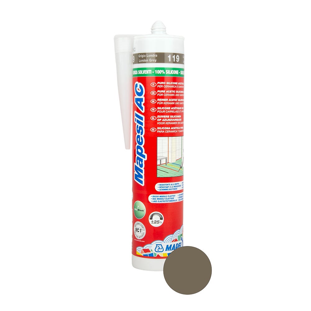 Product image for Mapei Mapesil AC London Grey (119) Silicone Sealant 310ml