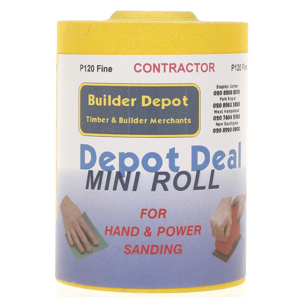 Product image for Builder Depot Contractor Yellow Ally Oxide Sandpaper P120 10m Roll