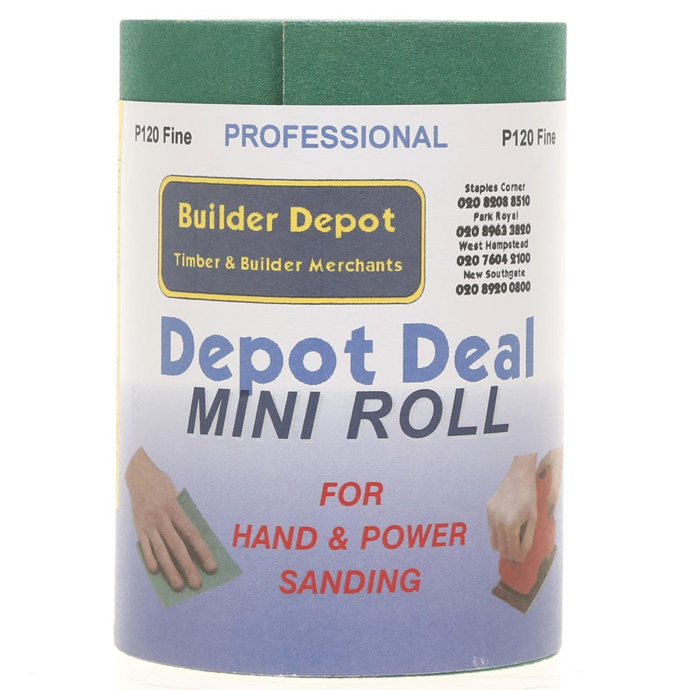 Product image for Builder Depot Professional Green Ally Oxide Sandpaper P120 10m Roll