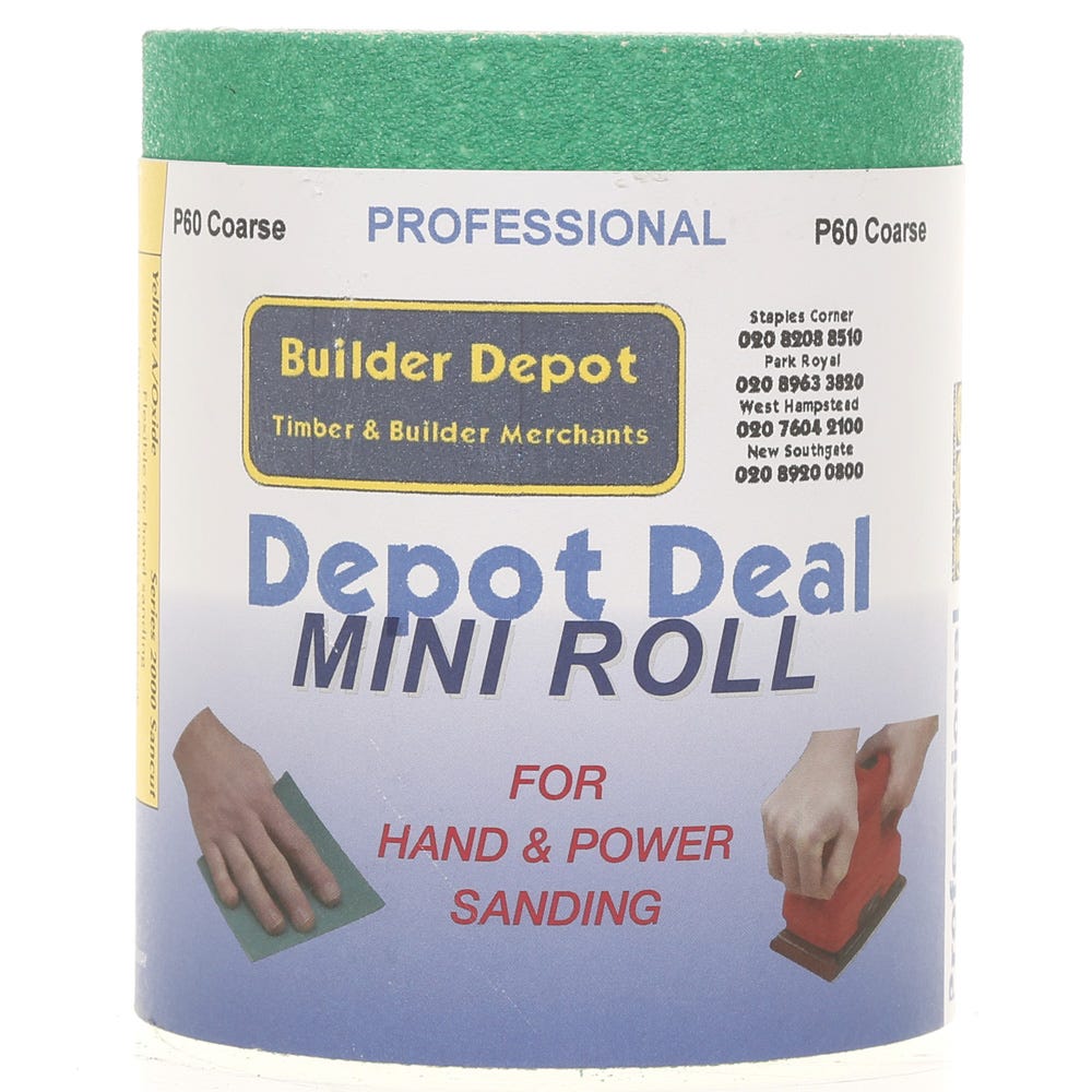 Product image for Builder Depot Professional Green Ally Oxide Sandpaper P60 10m Roll
