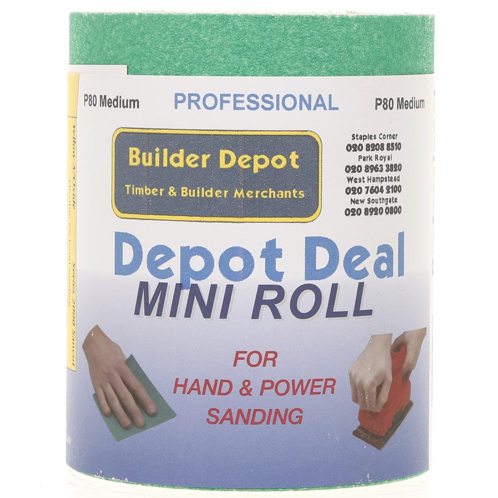 Product image for Builder Depot Professional Green Ally Oxide Sandpaper P80 10m Roll