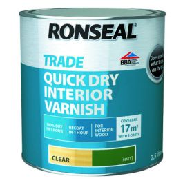 Product image for Ronseal Trade 2.5Ltr Quick Dry Interior Varnish Clear Matt