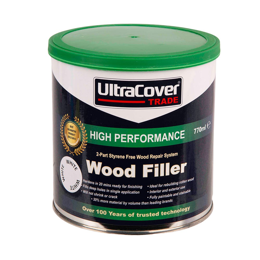 Product image for Ultracover Trade 2 Part High Performance Wood Filler White 770ml