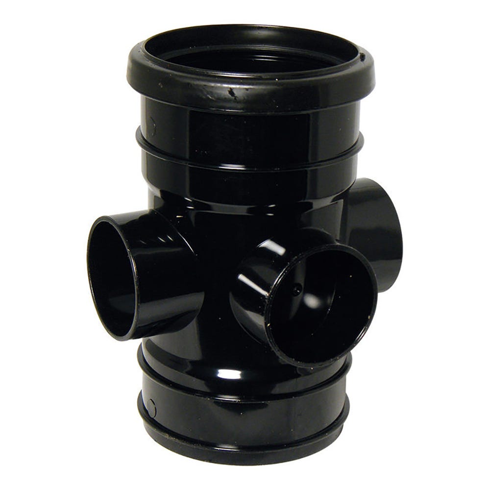 Product image for 110mm Floplast Solvent Soil Boss Pipe Socket Black