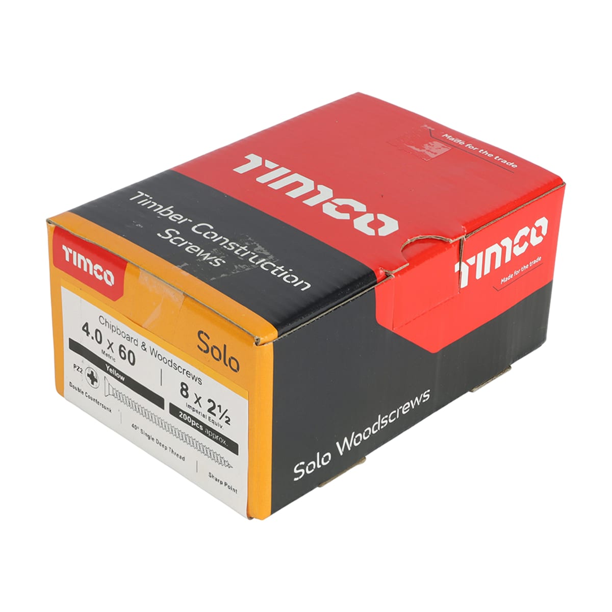 Product image for Timco Solo XR Countersunk Head Screw 60 X 4mm (L X Diameter) Box Of 200