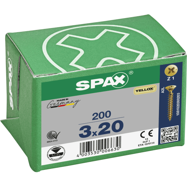 Product image for Spax Universal Use Screw - Full Thread - Yellox Coated 3.0 X 20mm