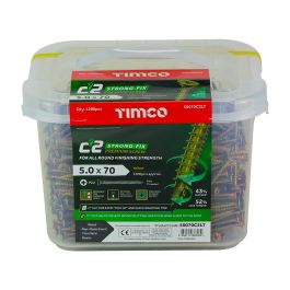 Image of Timco C2 Strong-fix Premium Multi-purpose Double Countersunk Screws Yellow Mega Tub 5.0x70mm 1200pk