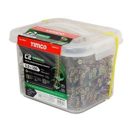 Image of Timco C2 Strong-fix Premium Multi-purpose Double Countersunk Screws Yellow Mega Tub 5.0x100mm 800pk