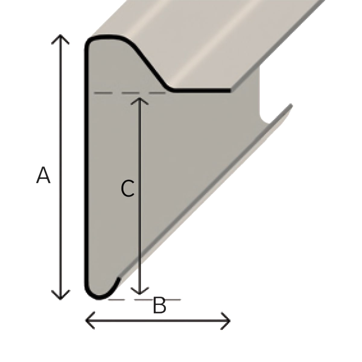 Product image for Tuffstuff B300 Upstand Trim Extra Deep 175 X 110mm X 3m Grey