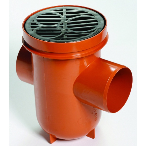 Product image for Underground Bottle Gully Back Inlet Including Round Drain Grid Black 110mm
