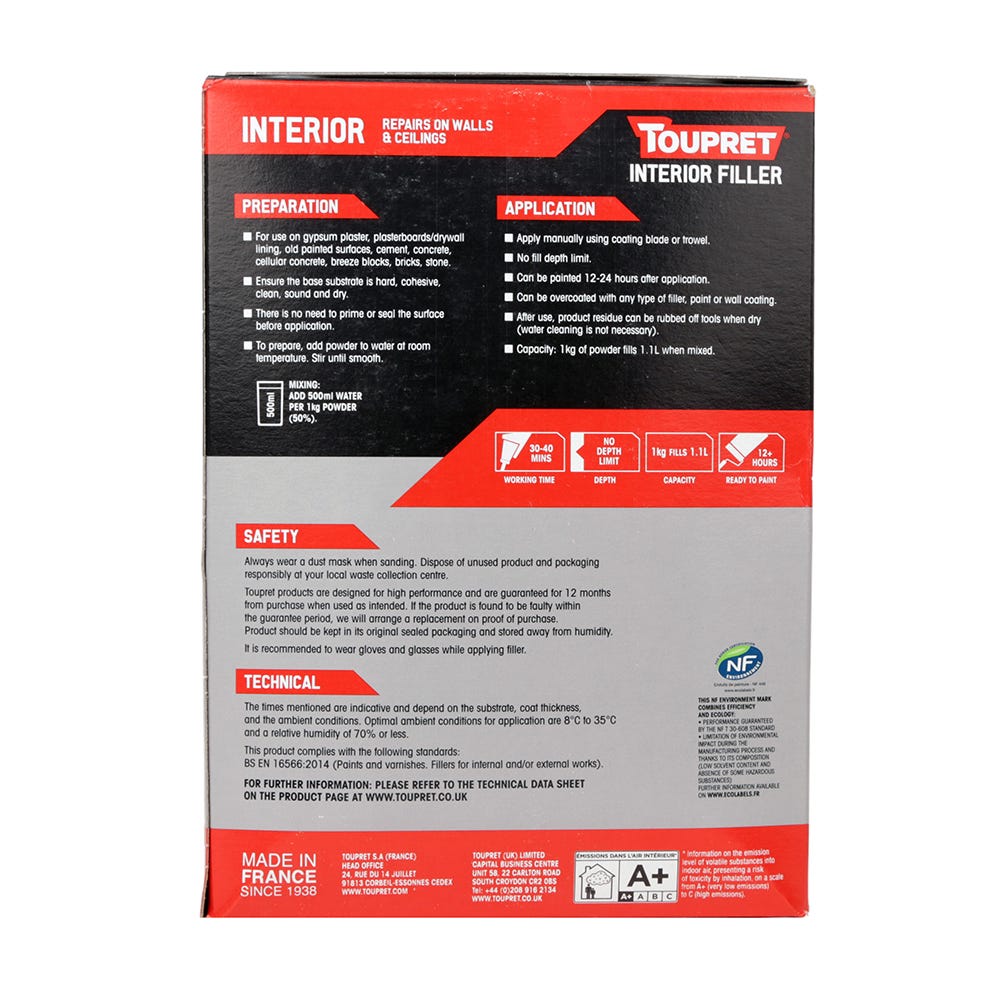 Product image for Toupret Le Reboucheur Interior Filler 2kg