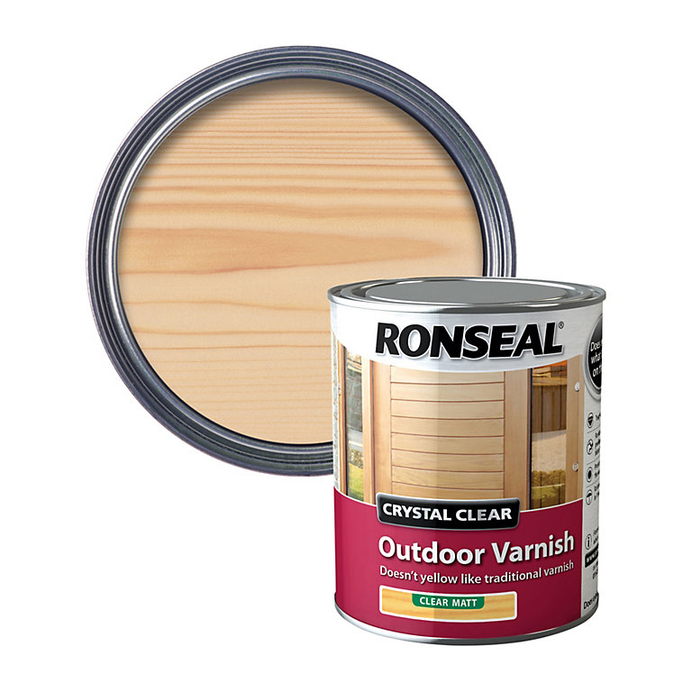 Product image for Ronseal Crystal Clear Outdoor Matt Wood Varnish, 750ml
